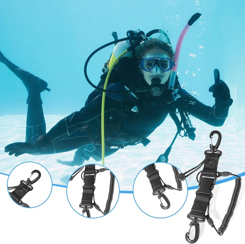 brougetme 2 Pack Scuba Diving Lanyard,Coiled Lanyard with Quick Release Buckle, Ideal for Dive Cameras and Lights, Great for Scuba Diving Adventures Secure Your Gear with Clip and Webbing Strap - Image 4